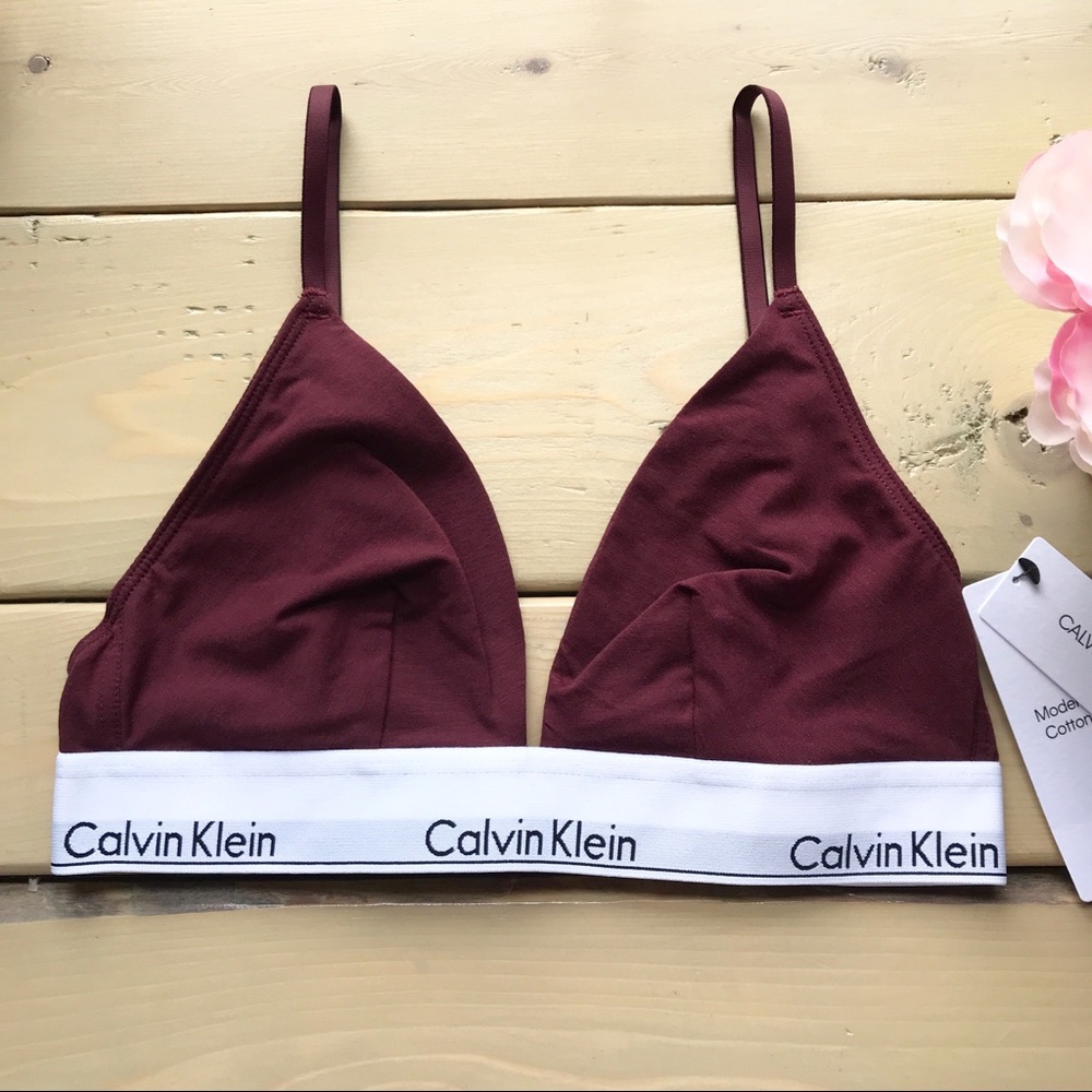 Calvin Klein Maroon Modern Cotton Triangle Bra NWT - Picture 2 of 8